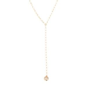 AllSaints Metal Link Y Gold Tone Plated Brass Necklace New Pouch Included
